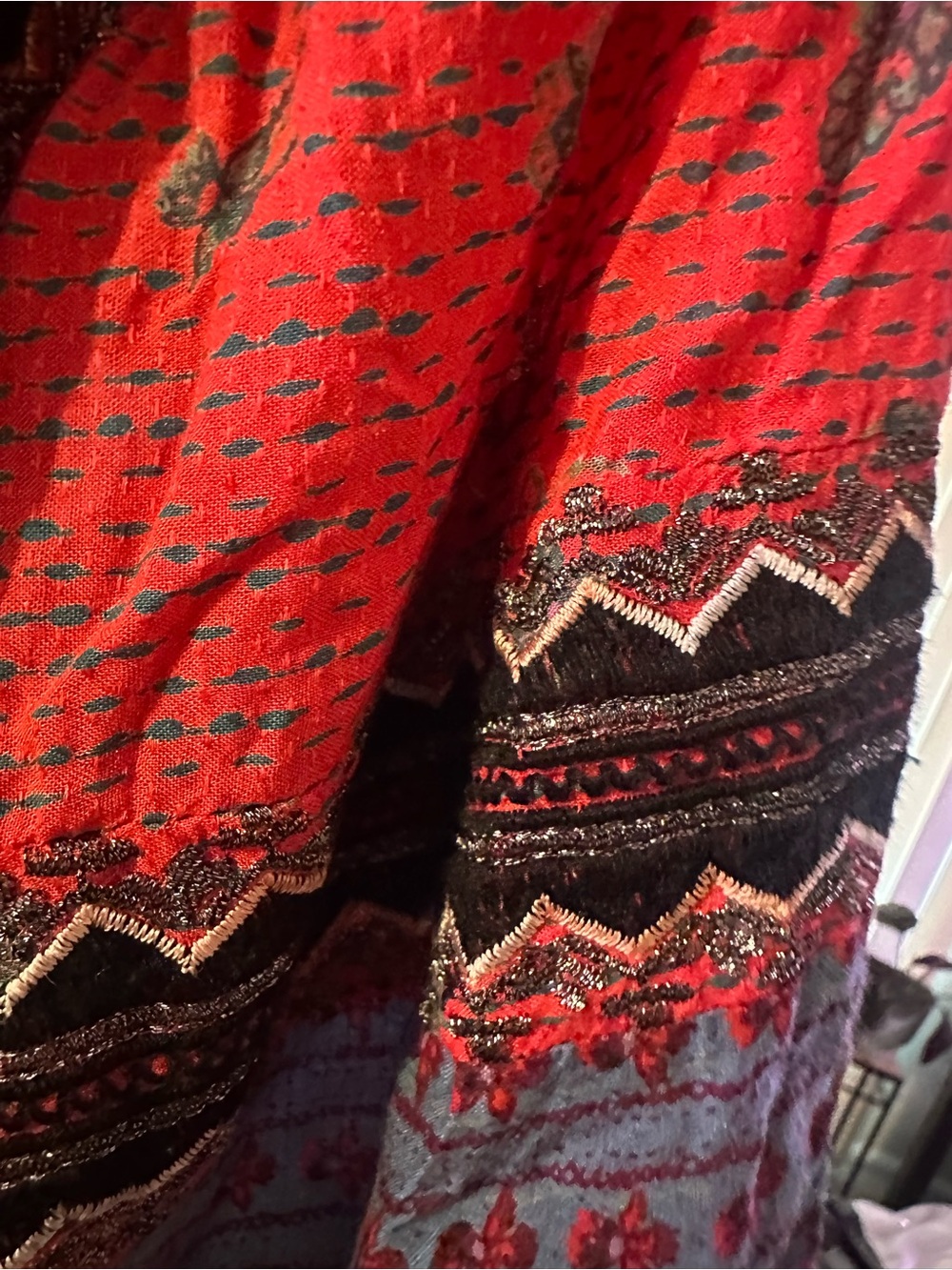 Free People Boho Embroidered Tassel Bell Sleeve Peasant Blouse Small S - Picture 8 of 10
